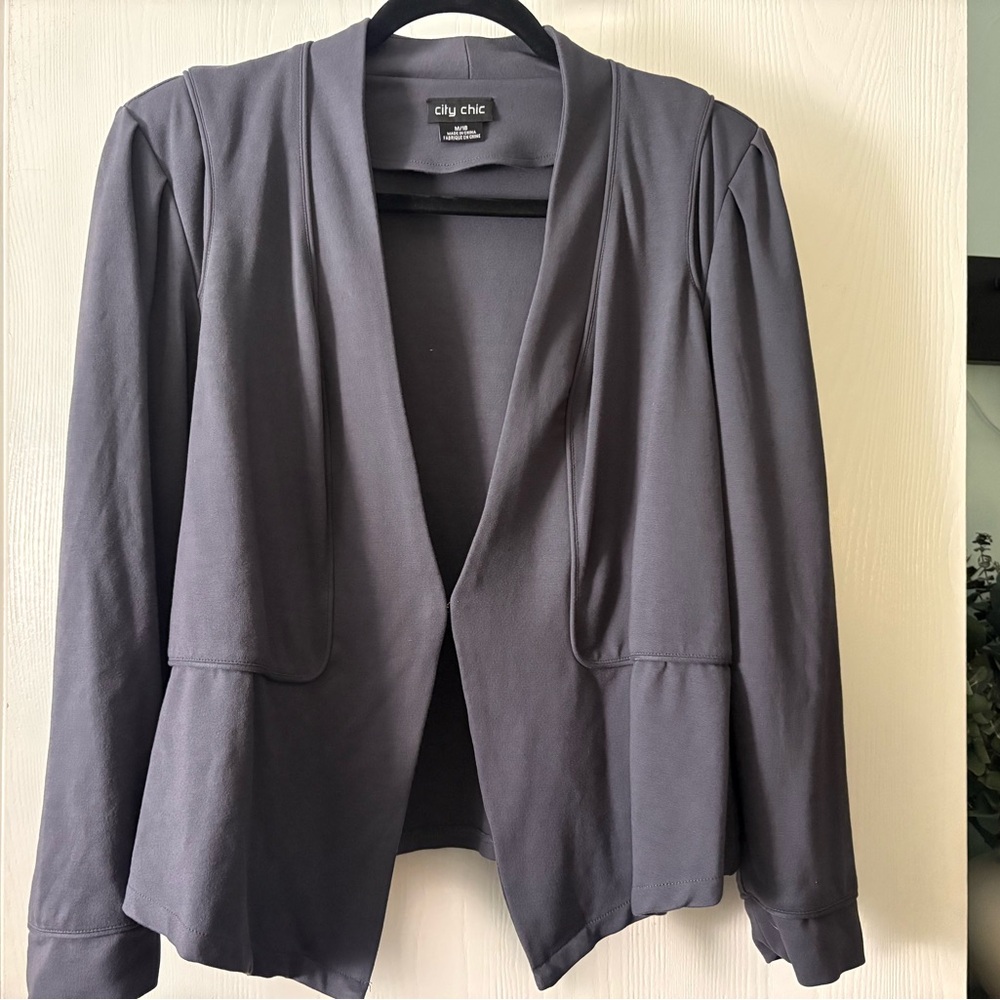 City Chic Piping Praise Women's Charcoal Blazer